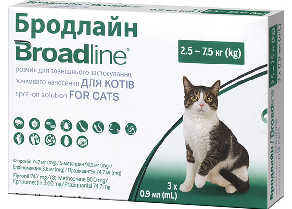 Краплі Boehringer Ingelheim Broadline для котів Бродлайн від бліх, кліщів та гельмінтів 0,9 мл 1піпетка