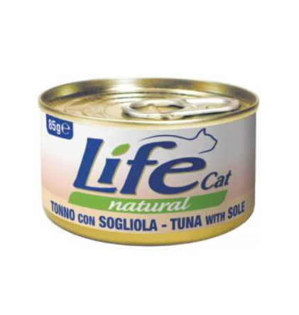 LifeCat Tuna with Sole - Влажный корм ЛайфКэт Тунец с Камбалой в соусе для кошек, 85 г