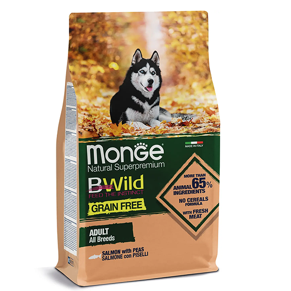 Сухой корм Monge BWild Grain Free All Breeds Adult для собак всех пород с лососем 2,5кг