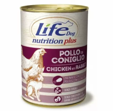 LifeDog Nutrition Plus Adult Сhicken with Rabbit - Дополнительный влажный корм ЛайфДог с Курицей и Кроликом для собак, 400 г