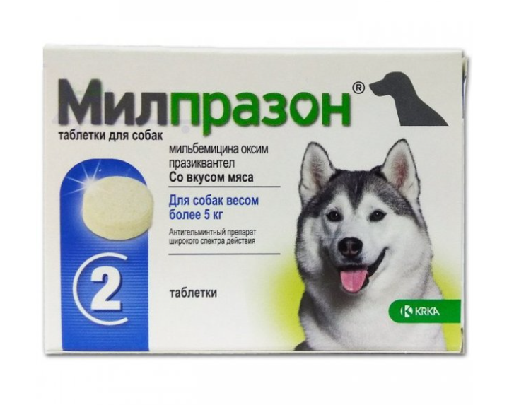 KRKA Milprazon - препарат против глистов Милпразон для собак, 1 табл.