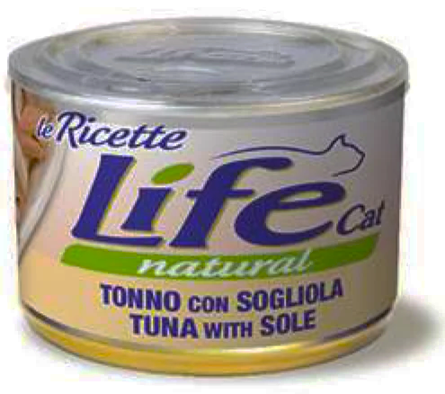 Влажный корм LifeCat Le Ricette Tuna with Sole для кошек тунец с камбалой150г