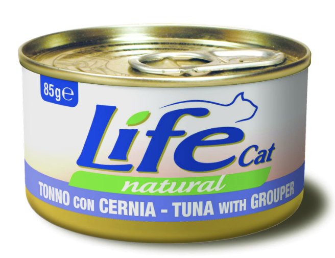 Влажный корм LifeCat Tuna with Grouper для кошек тунец с окунем 85г