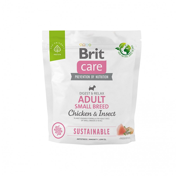 Сухой корм Brit Care Dog Sustainable Adult Small Breed Chicken and Insect для собак малых пород с курицей и насекомыми 1кг