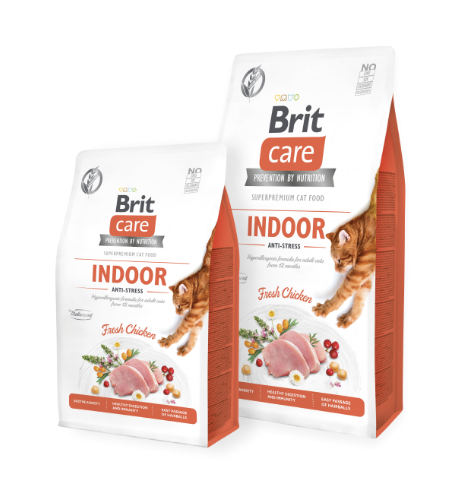 Сухий корм Brit Care Cat Grain Free Indoor Anti-Stress для котів при стресі 2кг