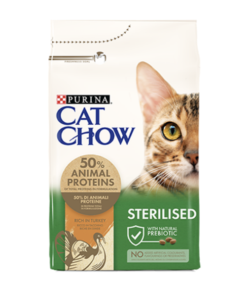 Сухий корм Cat Chow Sterilised with Turkey для стерилізованих котів з індичкою 1,5кг