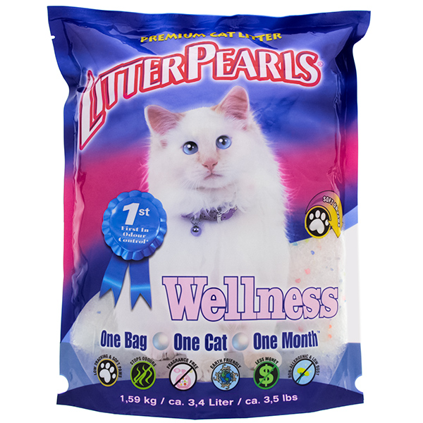 Наповнювач Litter Pearls Wellness для котів Літтер Перлс Велнесс кварцовий силікагелевий у туалет 3,4л