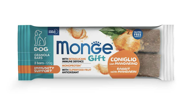 Смаколики Monge Gift Dog Immunity support для собак кролик з мандарином 120г