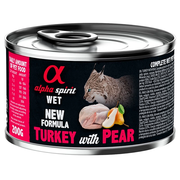 Вологий корм Alpha Spirit Cat Turkey with Pear для котів Альфа Спіріт індичка з грушами 200г