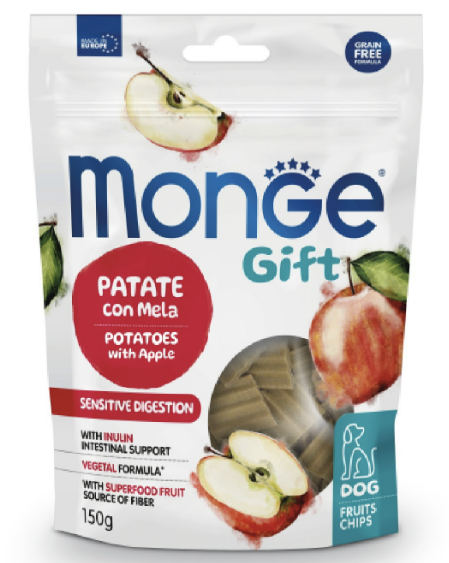 Смаколики Monge Gift Dog Fruit Chips Sensitive digestion для собак картопля з яблуком (веган) 150г