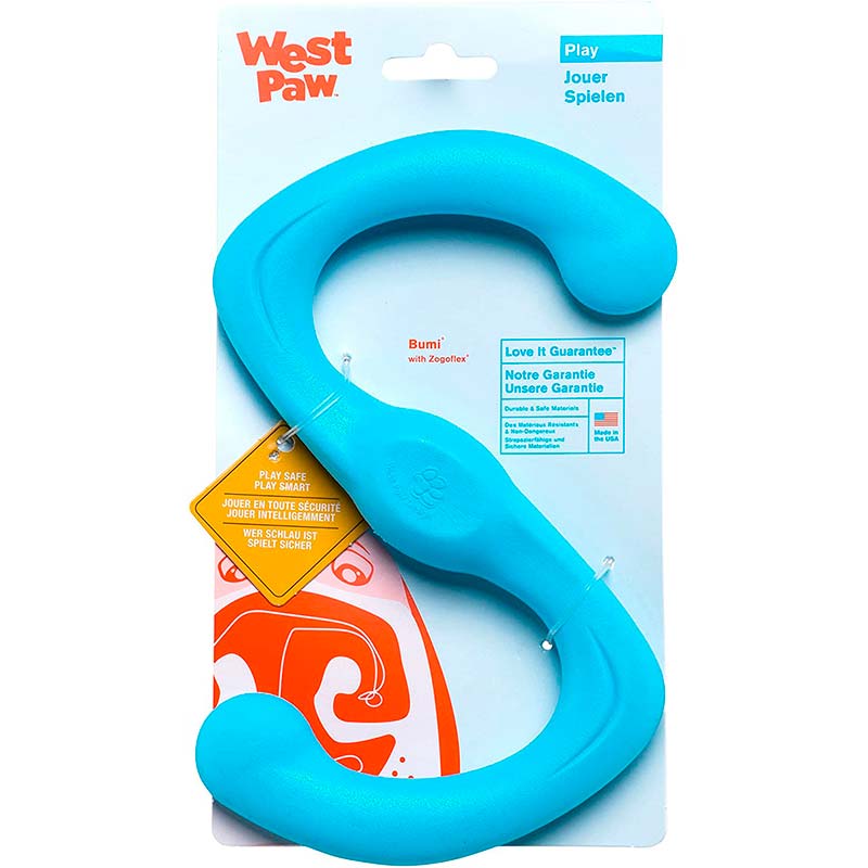 West Paw Bumi Tug Toy - Игрушка Вест Пав Буми, S-образная, голубая, 21 см