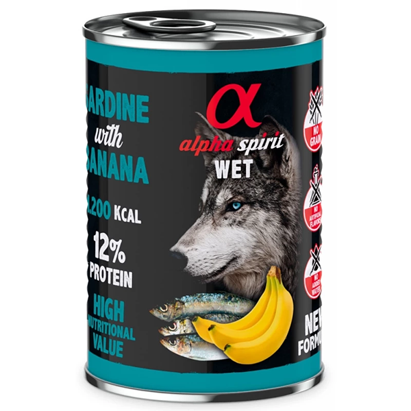 Вологий корм Alpha Spirit Dog Sardine with Banana для собак Альфа Спіріт сардини та банан 400г