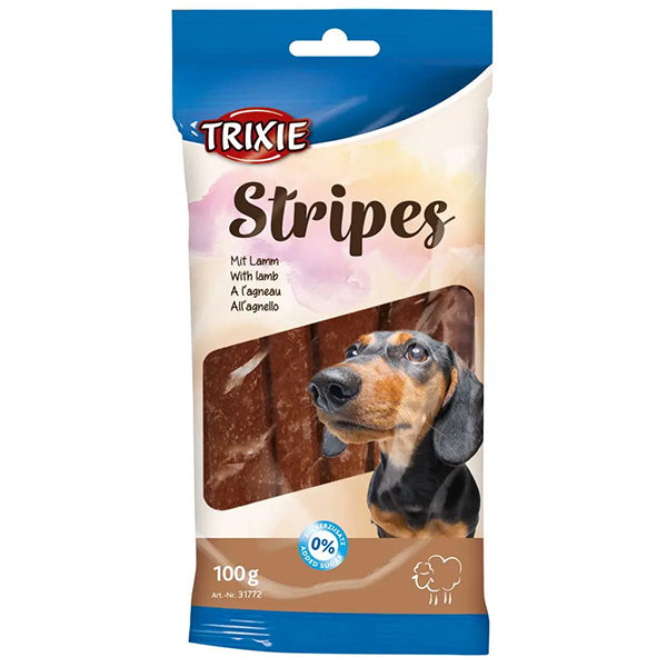 Ласощі Trixie Stripes для собак палички Тріксі з ягням 100г