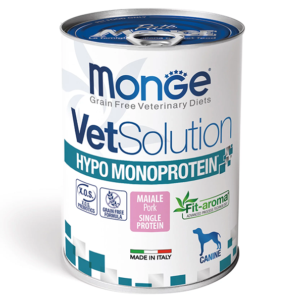 Влажный корм Monge Dog VetSolution Hypo Pork для собак лечебная диета при пищевой непереносимости из свинины 400г