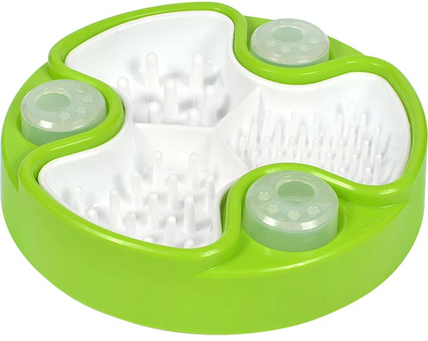 Миска AnimAll 0242 для собак інтерактивна іграшка для повільного годування зелено-біла