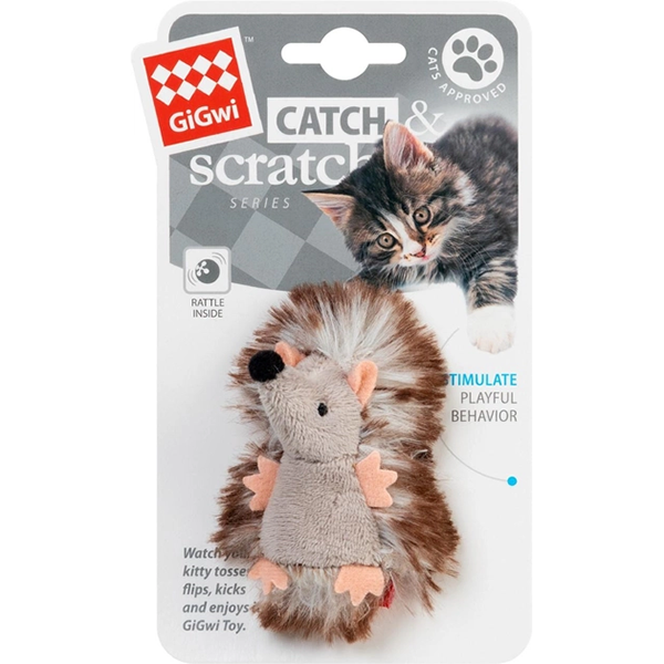 Іграшка GiGwi Catch and scratch для котів їжачок з брязкальцем 7см