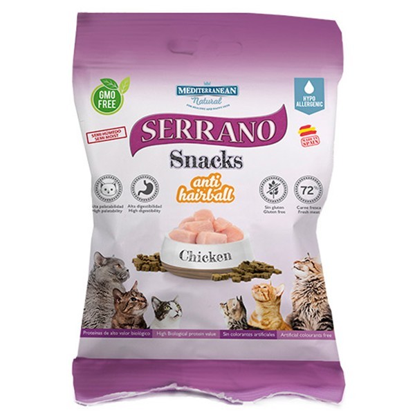 Serrano Snacks Cat Anti Hairball Chicken - лакомство Серано с курицей для кота 50 г