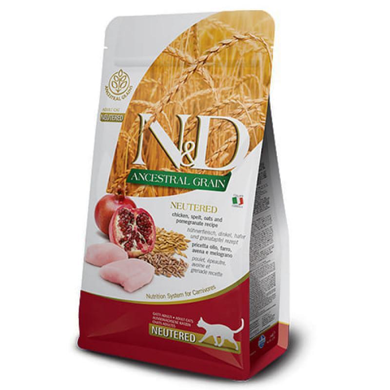 Farmina N&D Low Grain Cat Neutered Chicken Adult -  сухой корм Фармина с курицей и гранатом для стерилизованных взрослых кошек 1.5 кг