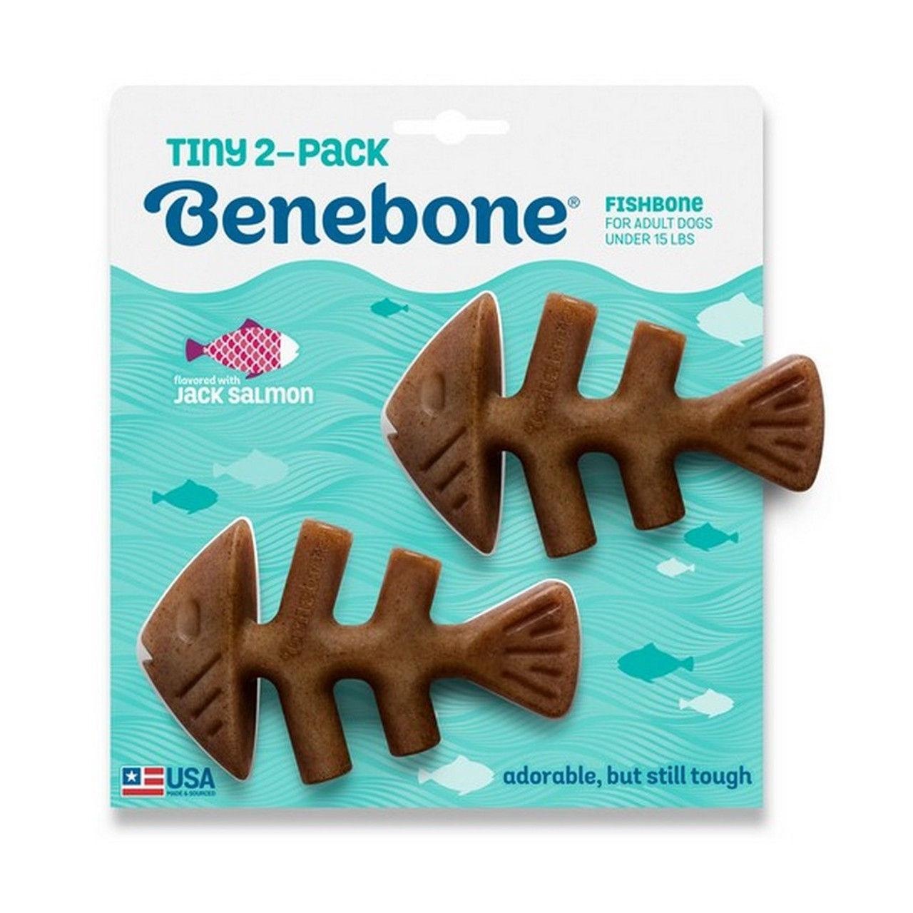 Іграшка Benebone Tiny 2 Pack Fishbone для собак рибна кістка Бенебон гризунок зі смаком лосося 2шт