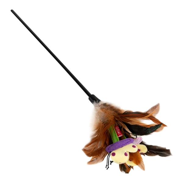 Игрушка GiGwi Teaser для кошек дразнилка с перьями на стеке 55см