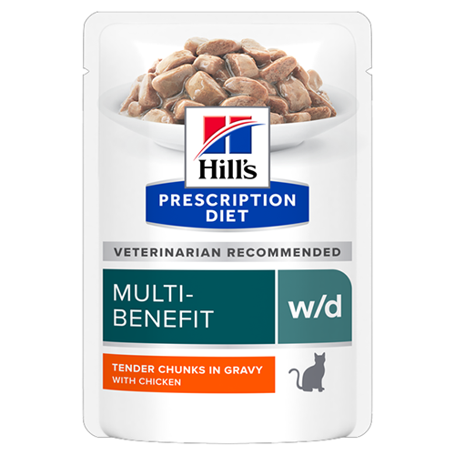 Вологий корм Hills Prescription Diet Feline W/D Chicken для котів при цукровому діабеті та ожирінні з куркою 85г